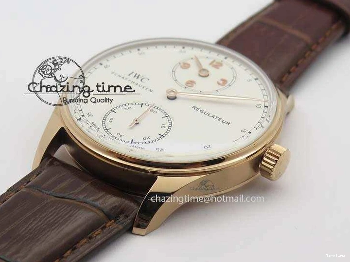 MIROTIME 0513 GoAnywhere Portuguese IW5444 RG White Dial RG Numbers On Brown Leather Strap A 7253